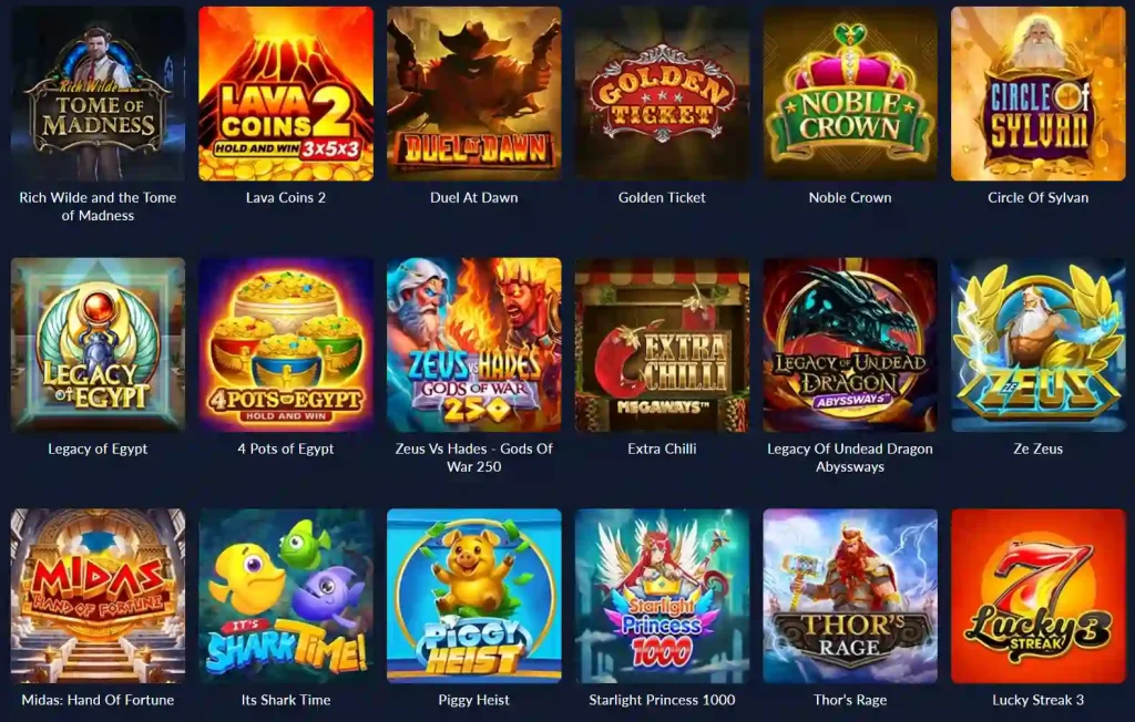 Bison Casino Slot Spiele Lobby mit verschiedenen Spielautomaten Auswahl Übersicht